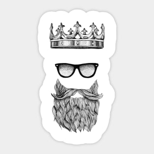 Bearded King - Awesome Tattoo Style Beard T-Shirt Sticker